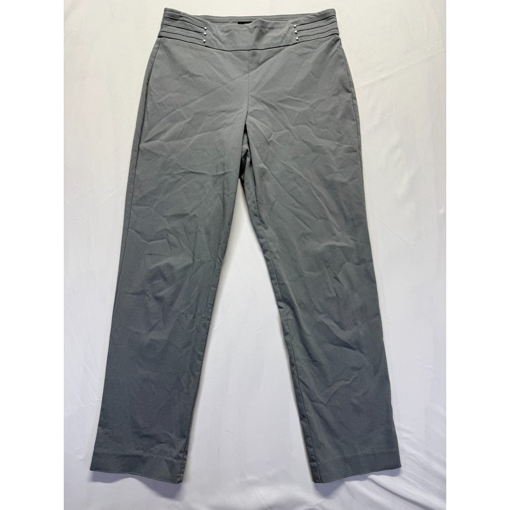 JM Collection Ankle Pants Women Medium Gray Rayon Stretch High Rise Straight Leg